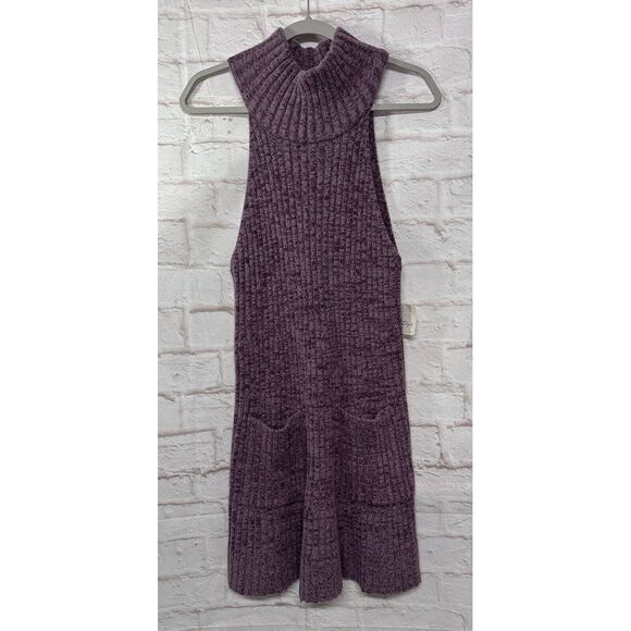 FREE PEOPLE Claude L Sweater Dress Purple Brandy Wine Sleeveless NWT $138 - Picture 2 of 11